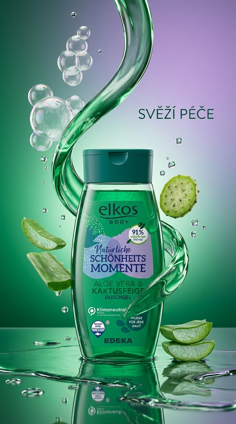 Elkos sprchový gel Aloe Vera a Kaktus - lifestyle poster