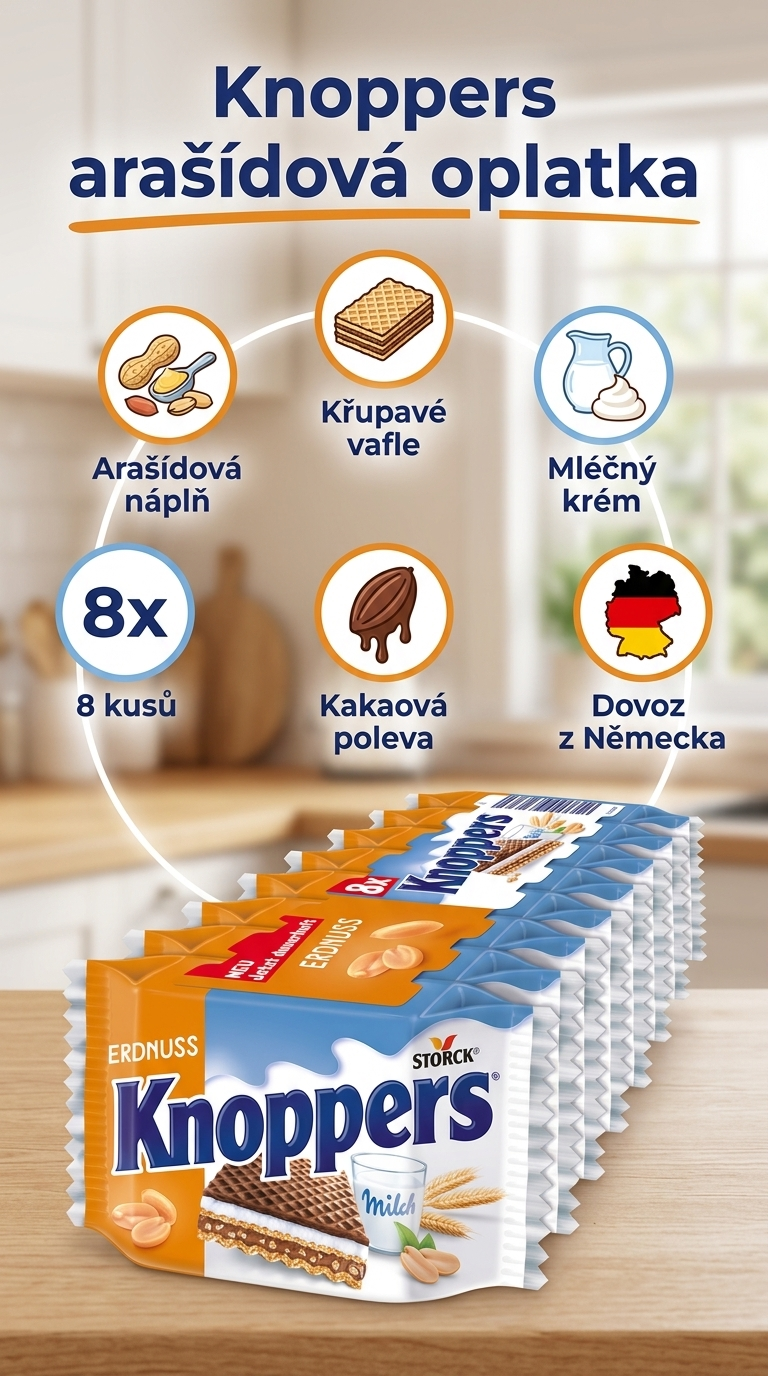 Knoppers arašídová oplatka - mobilní infografika