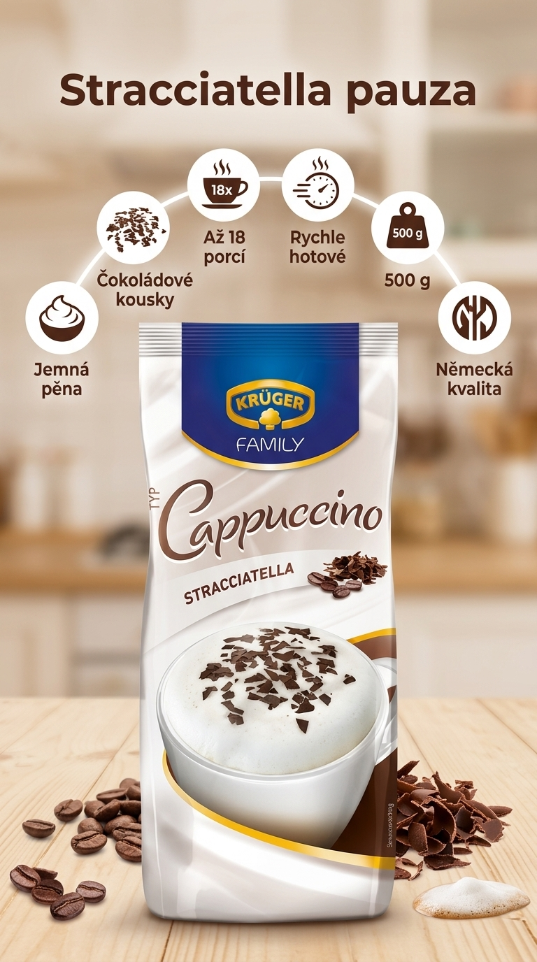 Krüger Cappuccino Stracciatella 500 g - mobilní infografika
