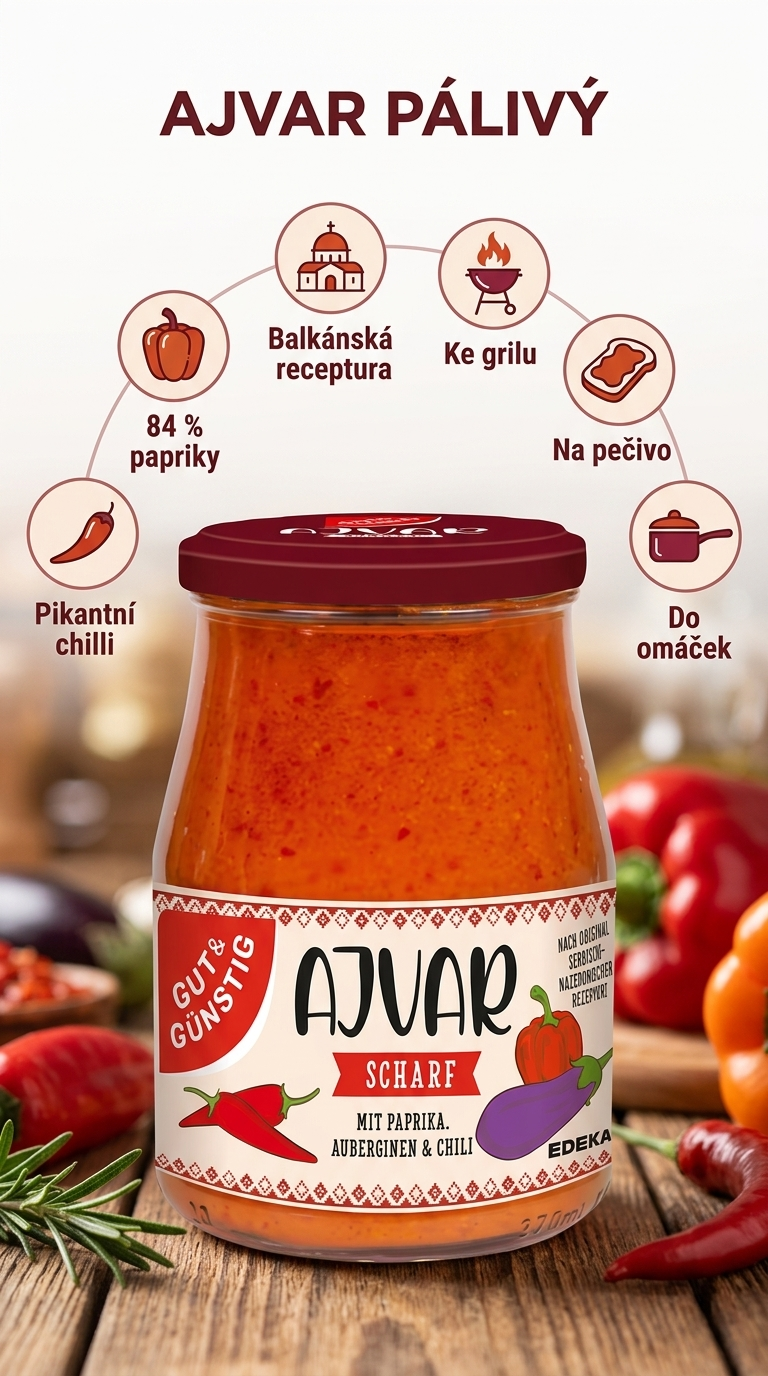 G&G Ajvar pálivý 340 ml - mobilní infografika