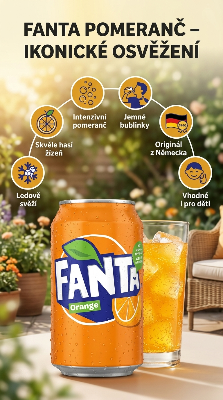 Fanta pomeranč 0,33l - mobilní infografika