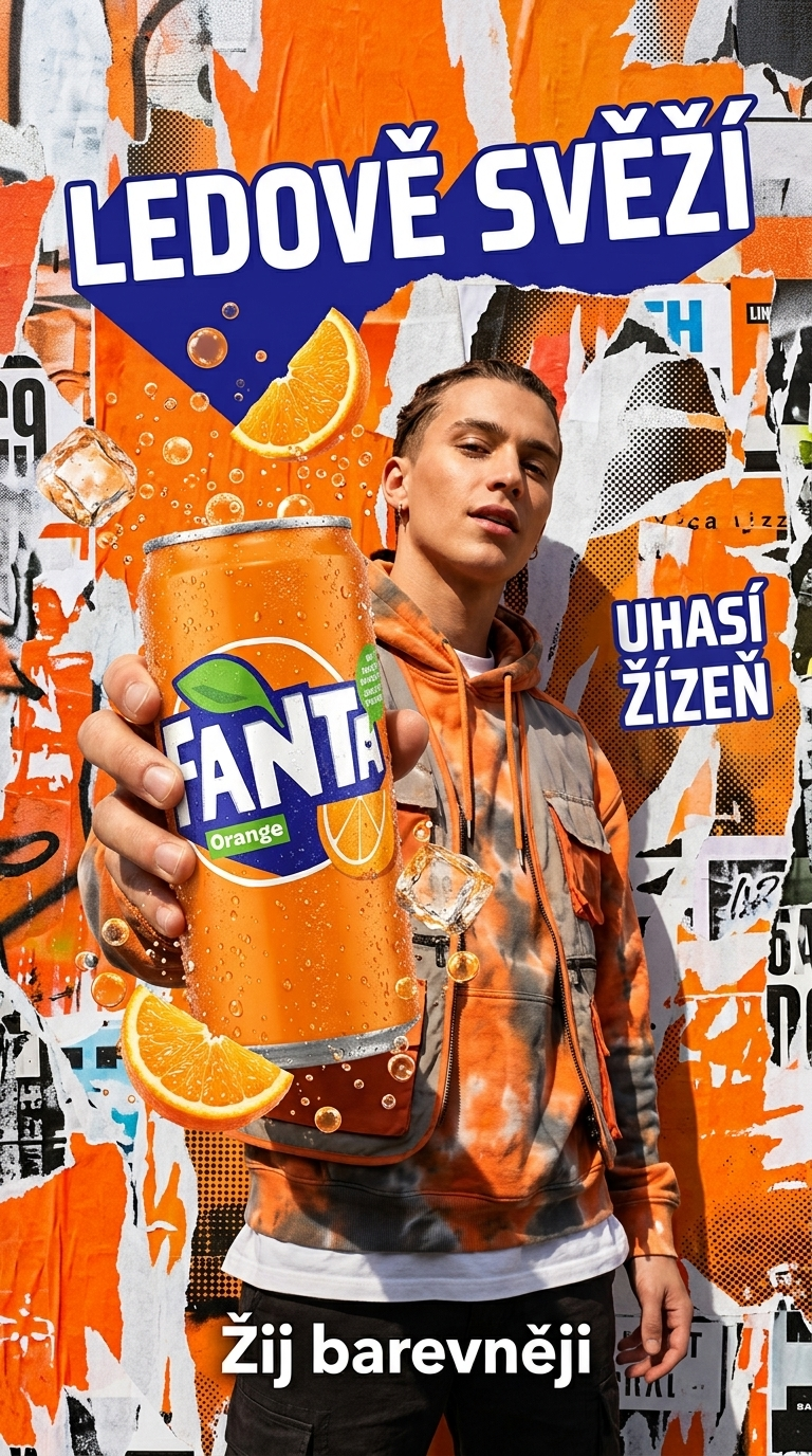 Fanta pomeranč 0,33l - lifestyle plakát