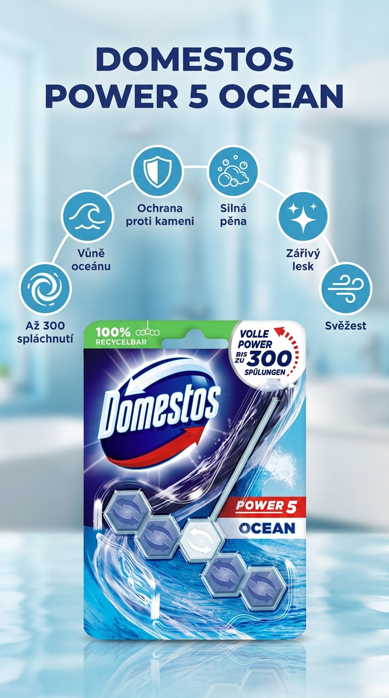 Domestos Power 5 Ocean - mobilní infografika