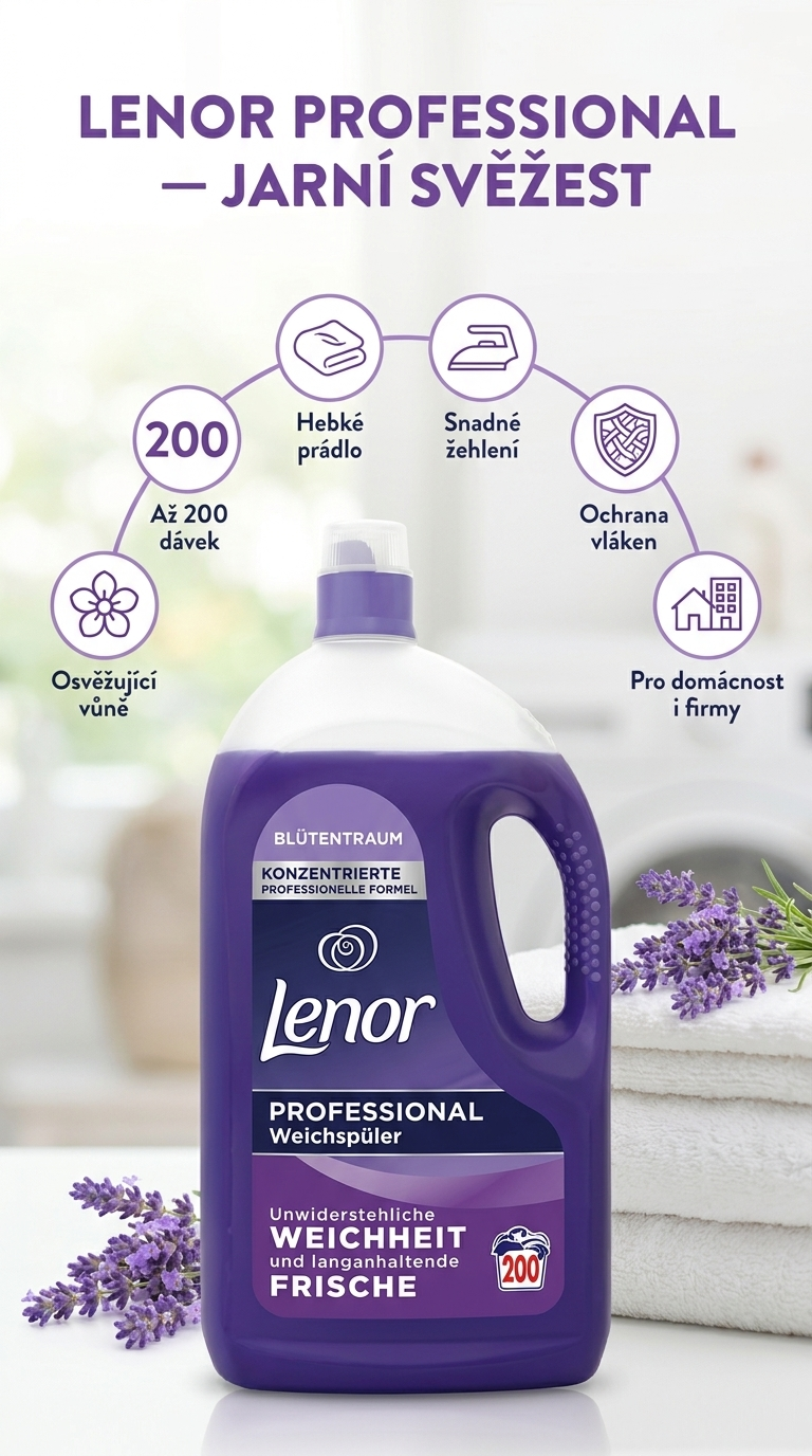 Lenor Professional aviváž jarní květiny - mobilní infografika