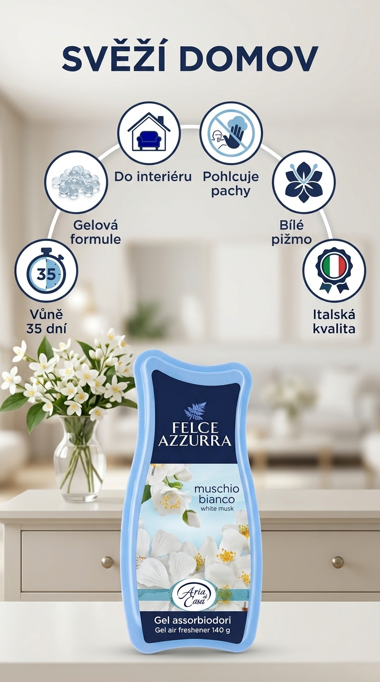 Felce Azzurra Casa Gel talek a bílé pižmo - mobilní infografika