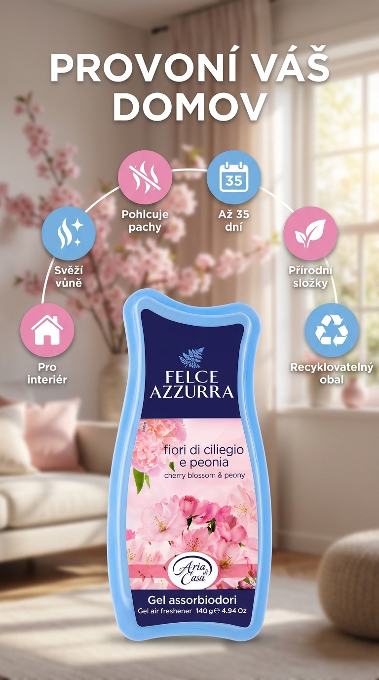 Felce Azzurra Casa Gel třešňový květ a pivoňka - mobilní infografika
