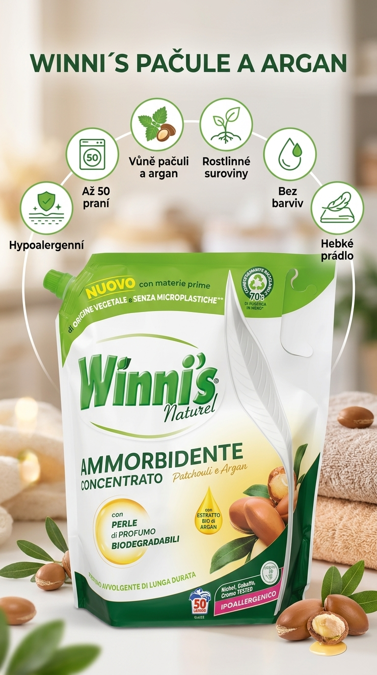 Winni´s aviváž Pačule a argan - mobilní infografika