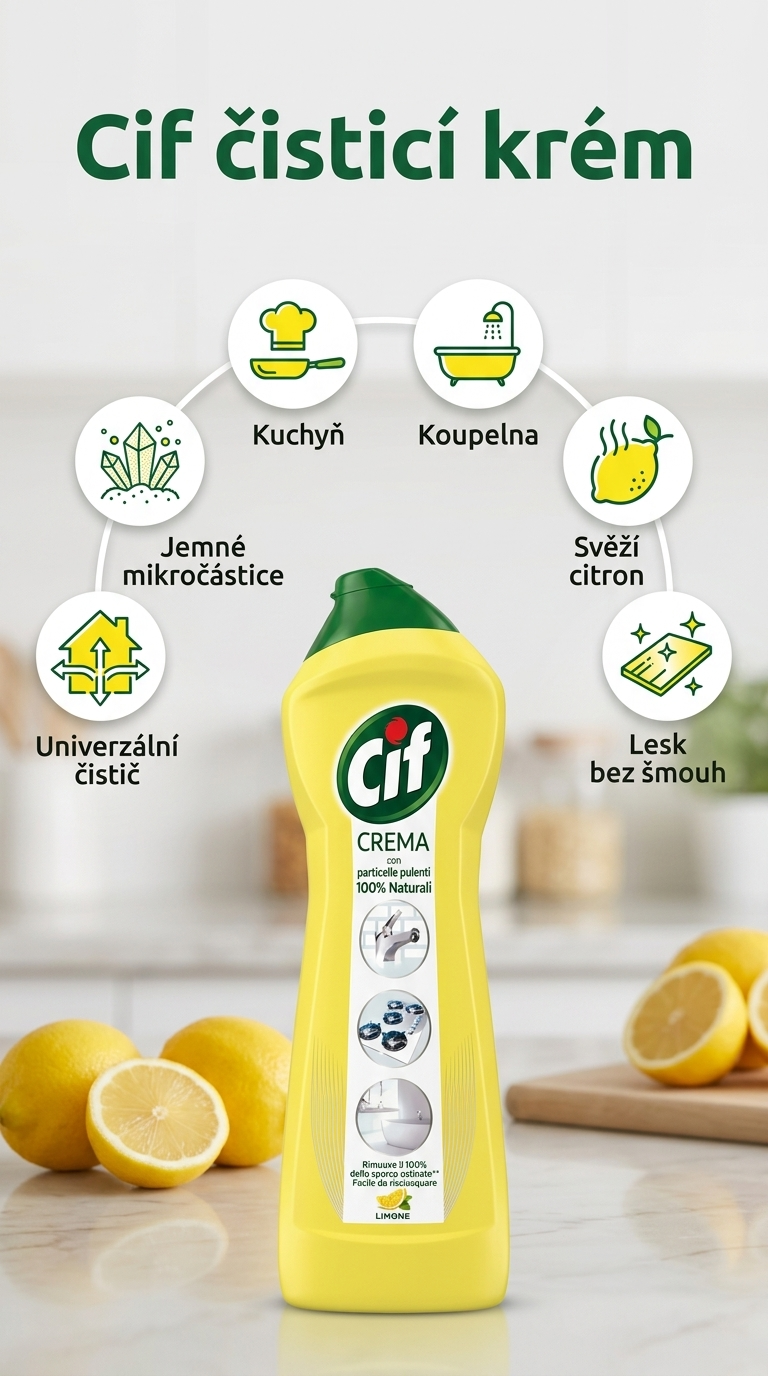 Cif tekutý čisticí písek citron krém - mobilní infografika