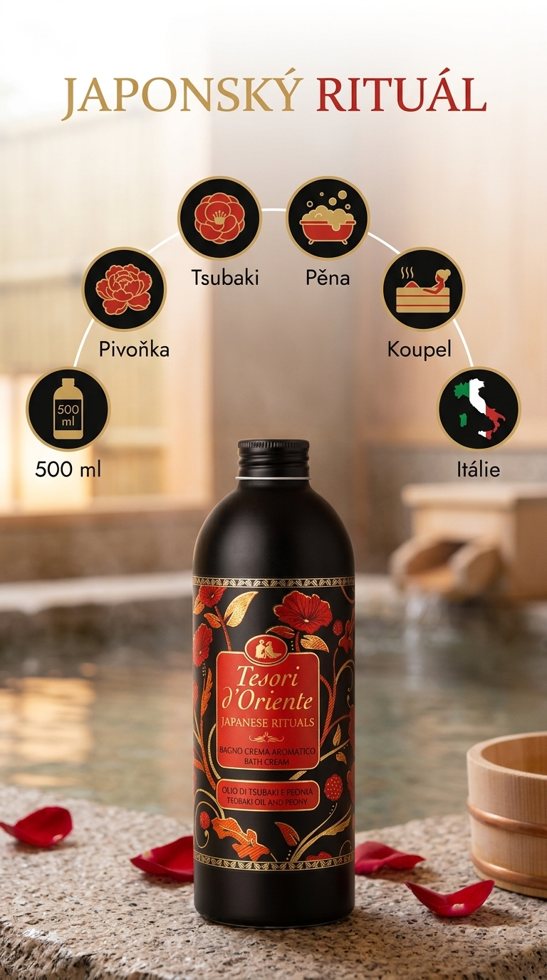 Tesori d'Oriente Japanese Rituals pěna do koupele - mobilní infografika