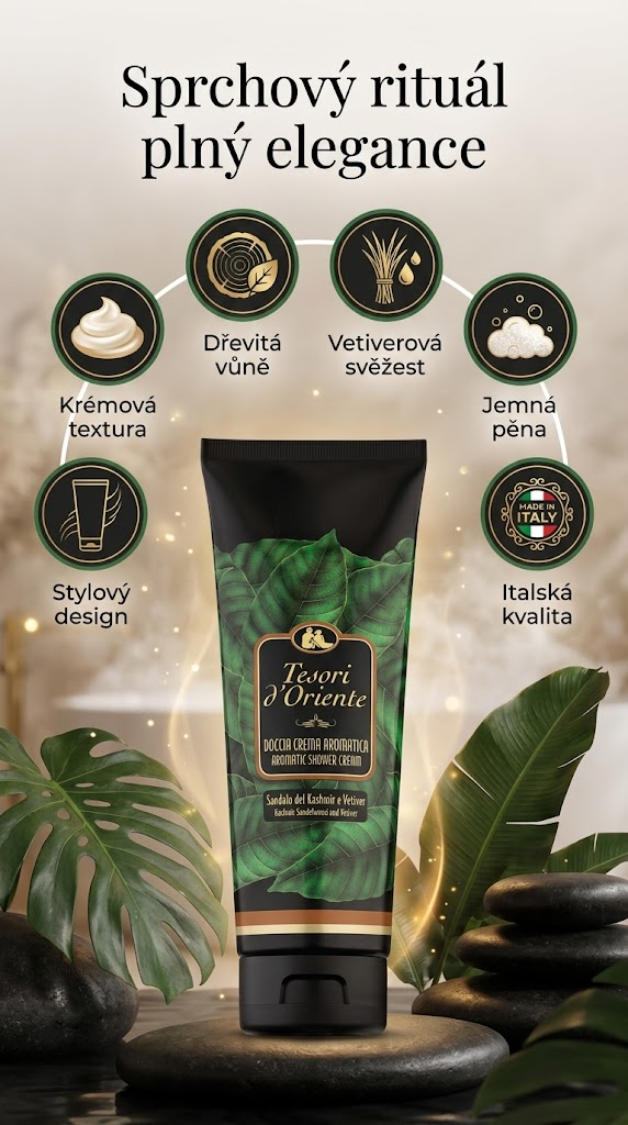 Tesori d'Oriente Sandalo del Kashmir & Vetiver 250 ml - mobilní infografika