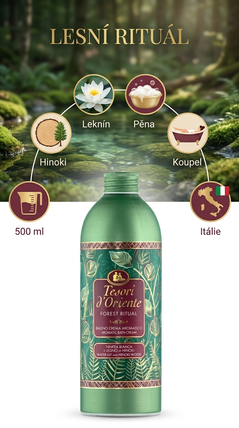 Tesori d'Oriente Forest Ritual pěna do koupele - mobilní infografika