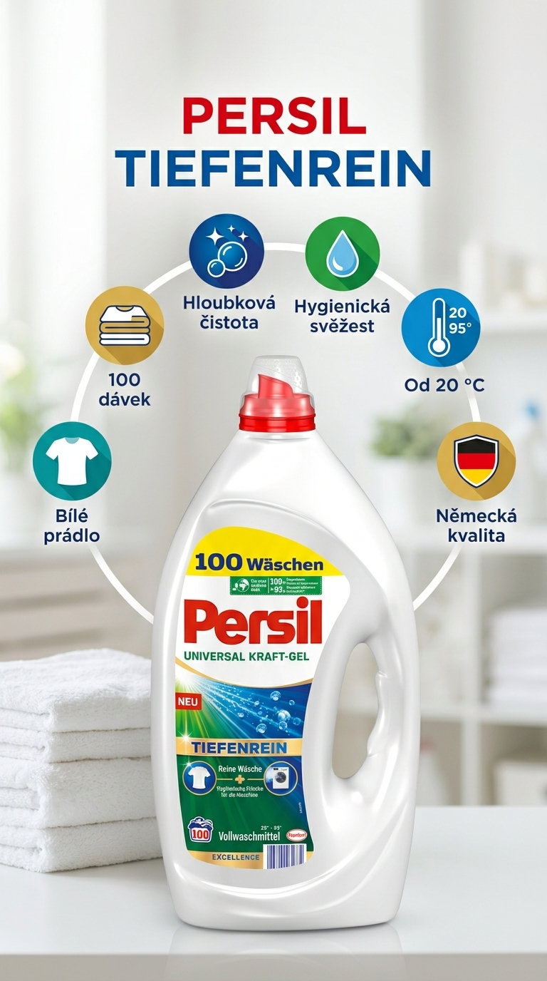 Persil prací gel na bílé a světlé prádlo Tiefenrein - mobilní infografika