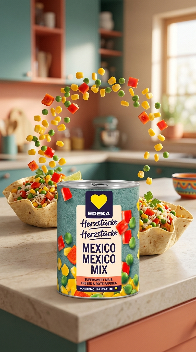 Edeka Herzstücke Mexická zeleninová směs - kuchyňský lifestyle poster