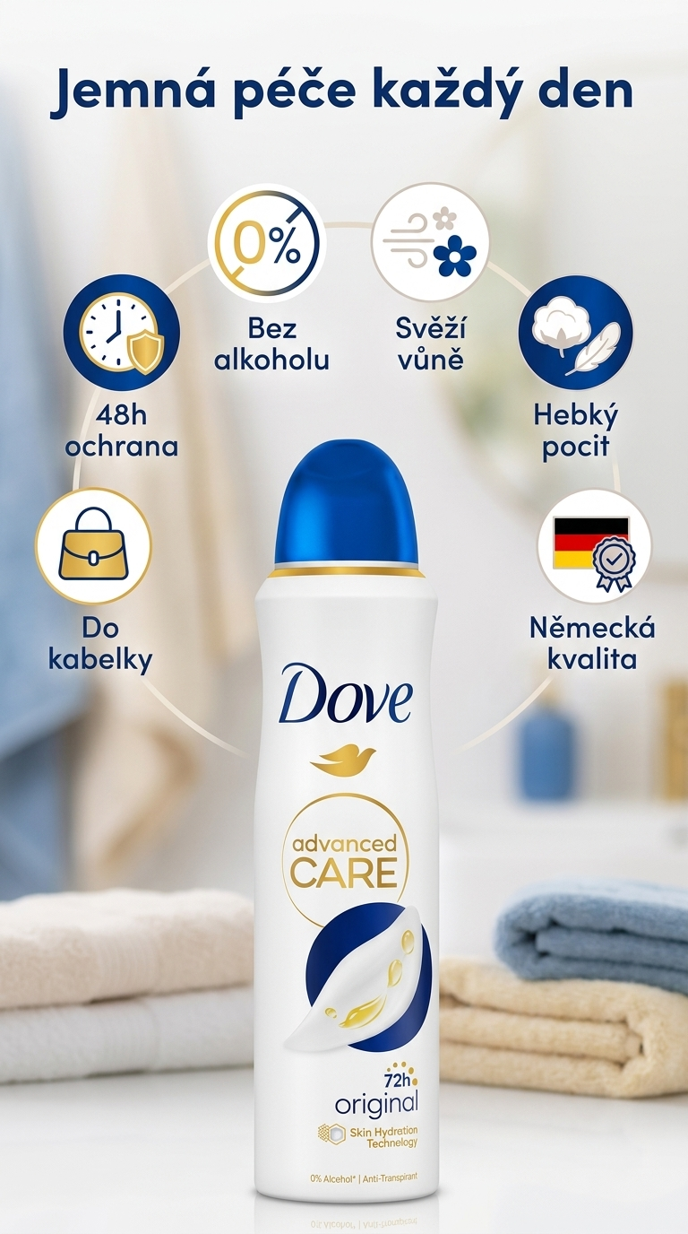 Dove Original deosprej - mobilní infografika