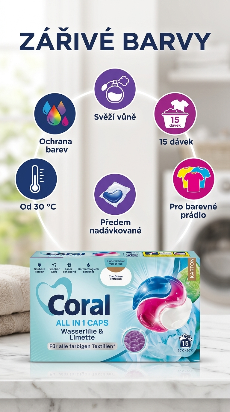 Coral Color kapsle na praní - mobilní infografika
