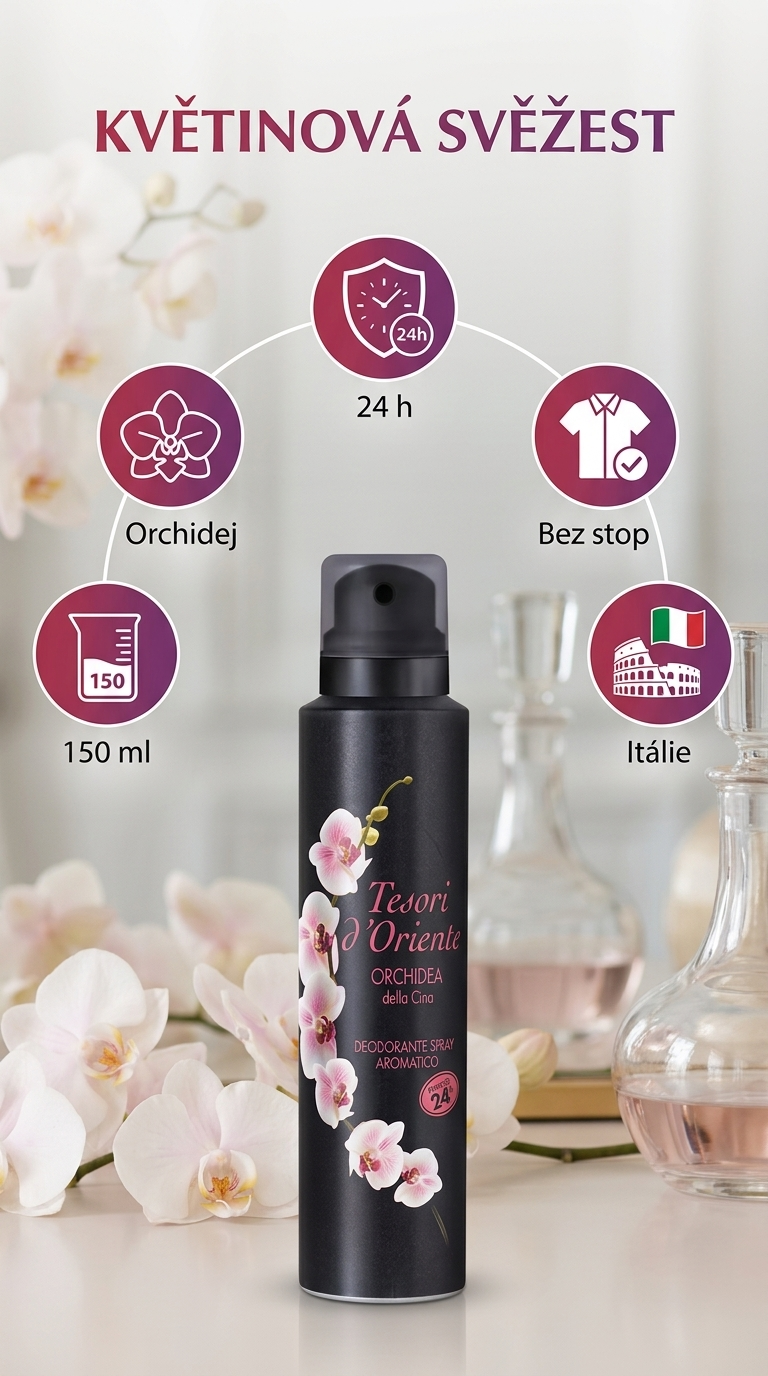 Tesori d'Oriente Orchidea deodorant - mobilní infografika