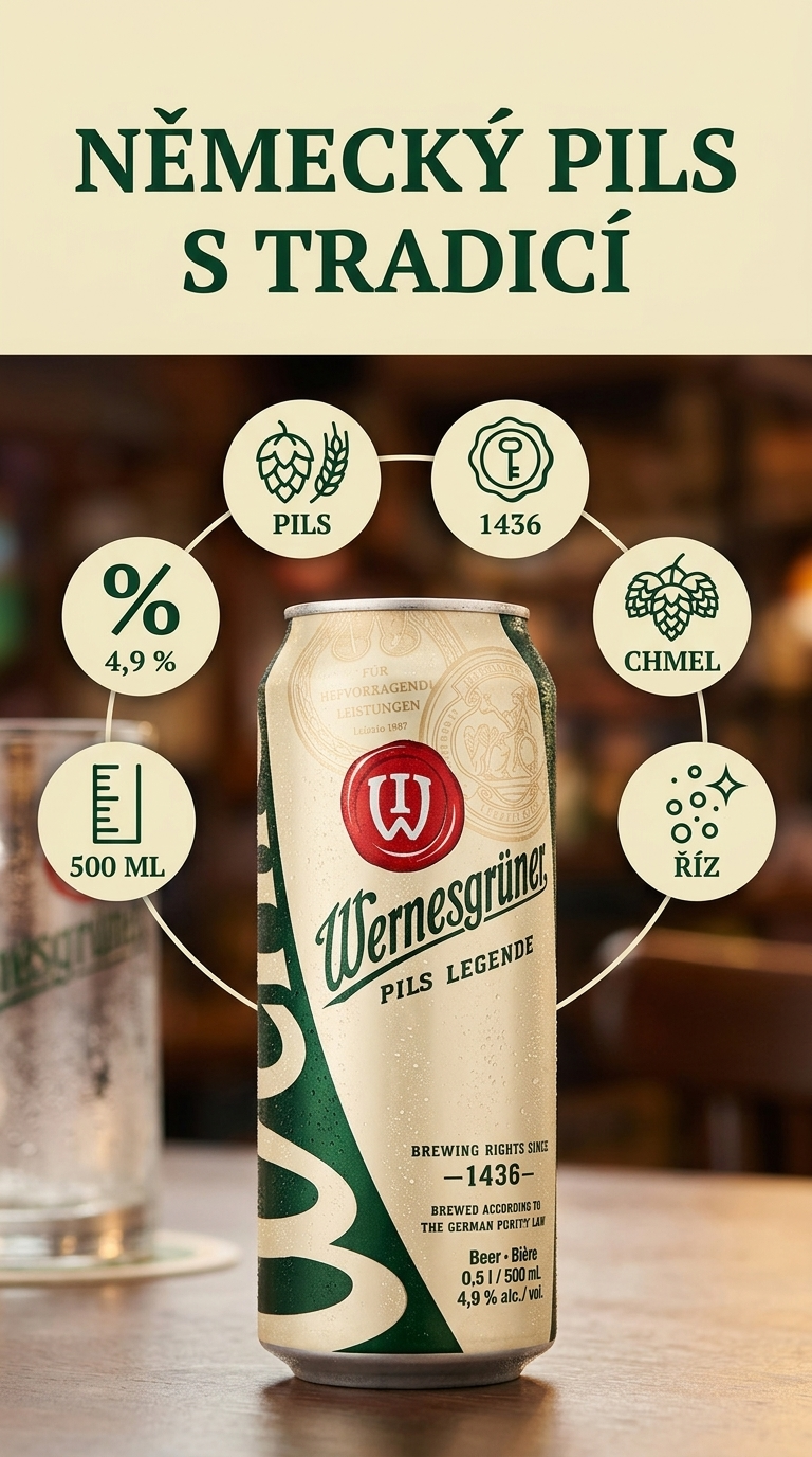 Wernesgrüner Pils Legende - mobilní infografika
