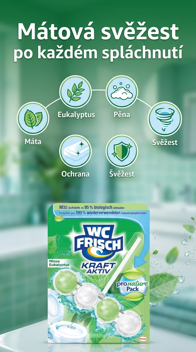 WC Frisch máta a eukalyptus - mobilní infografika