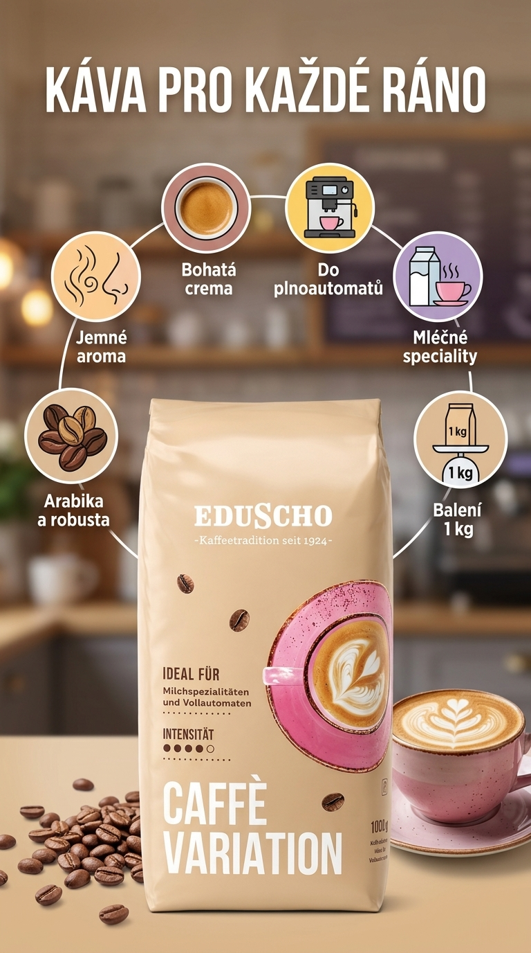Eduscho Caffé Crema Variation zrnková káva 1 kg - mobilní infografika
