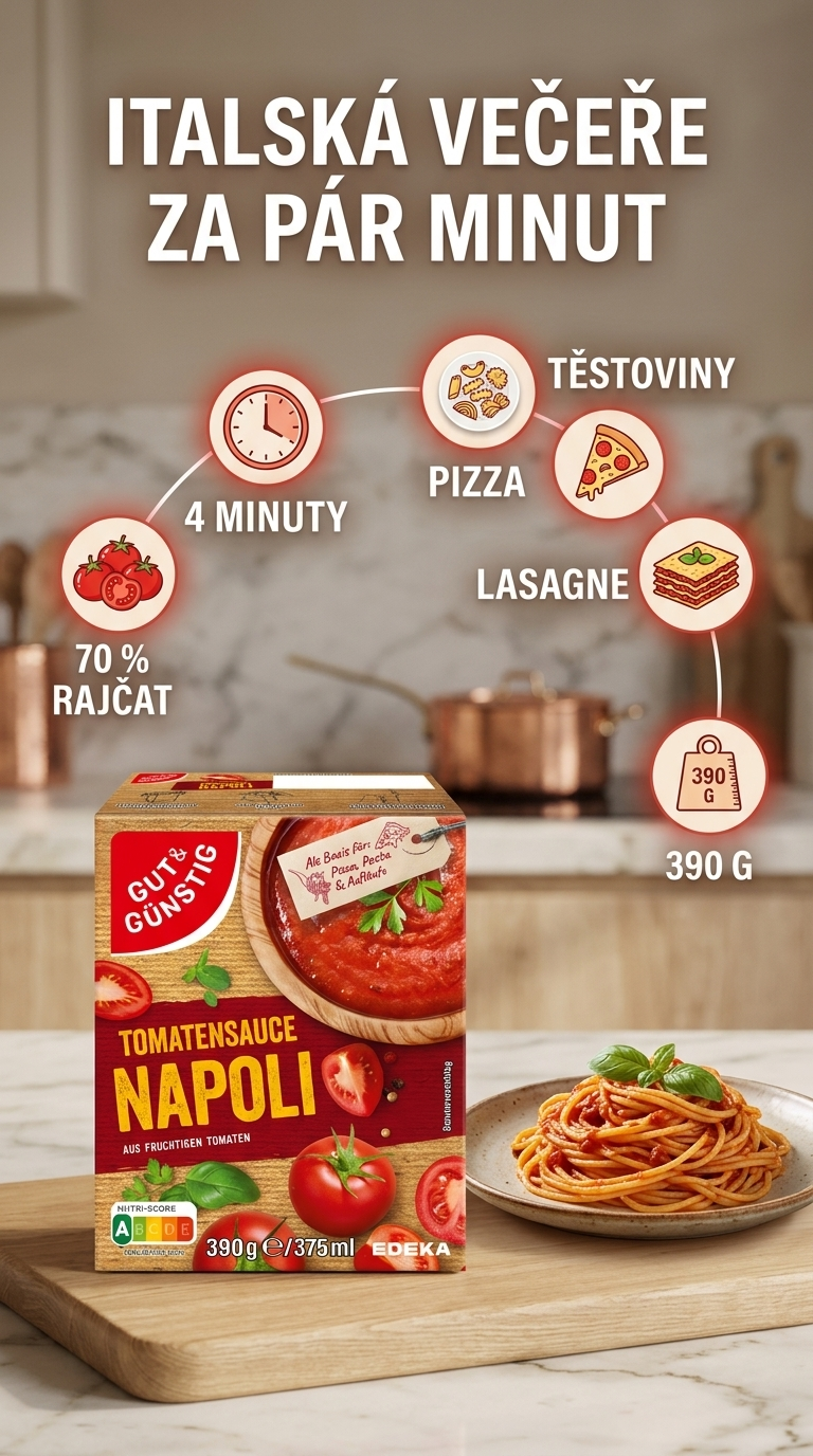 G&G Rajčatová omáčka Napoli - mobilní infografika