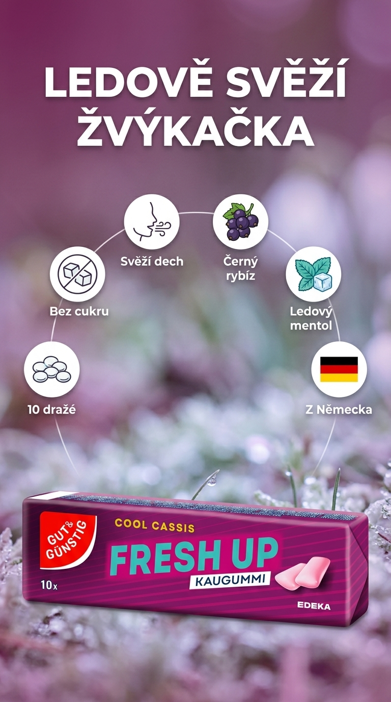 Žvýkačky G&G Cool Cassis - mobilní infografika