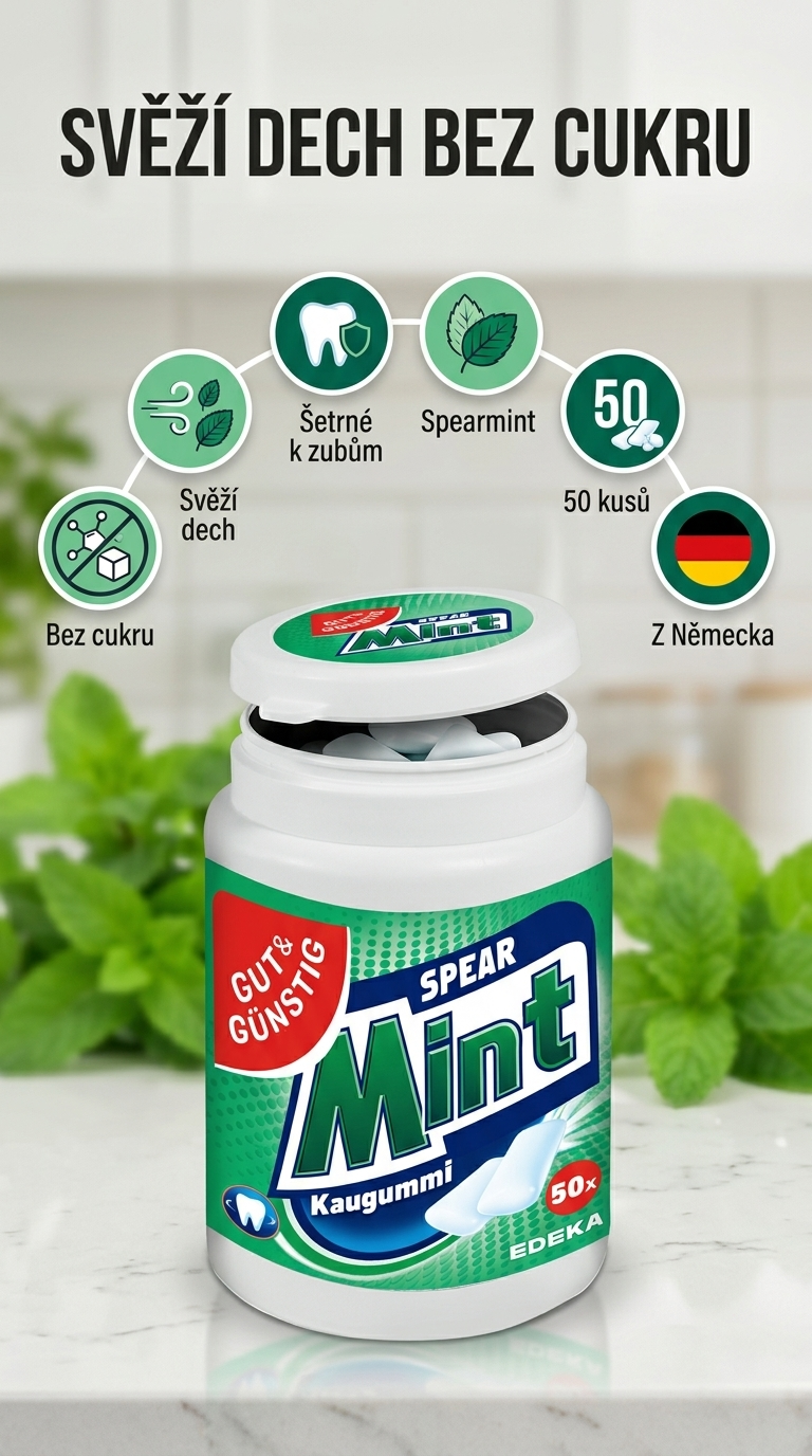 G&G Žvýkačky Spearmint 50 ks - mobilní infografika