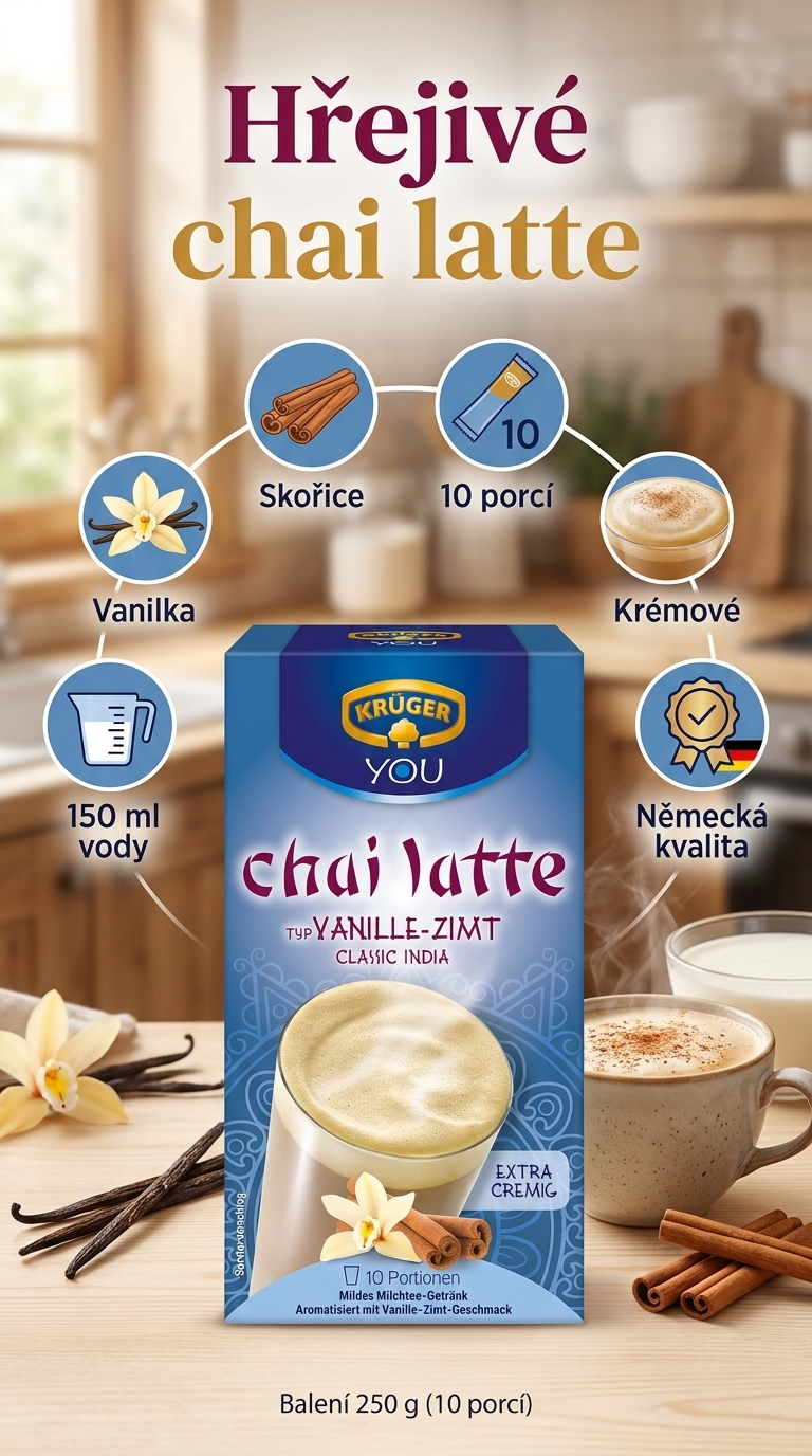 Krüger YOU chai latte Vanilka a skořice - mobilní infografika