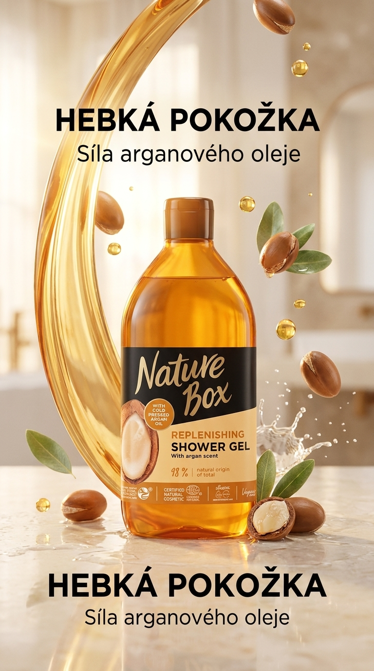 Nature Box sprchový gel s arganovým olejem - lifestyle poster