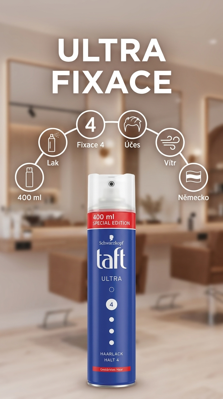 Taft Ultra lak na vlasy - mobilní infografika
