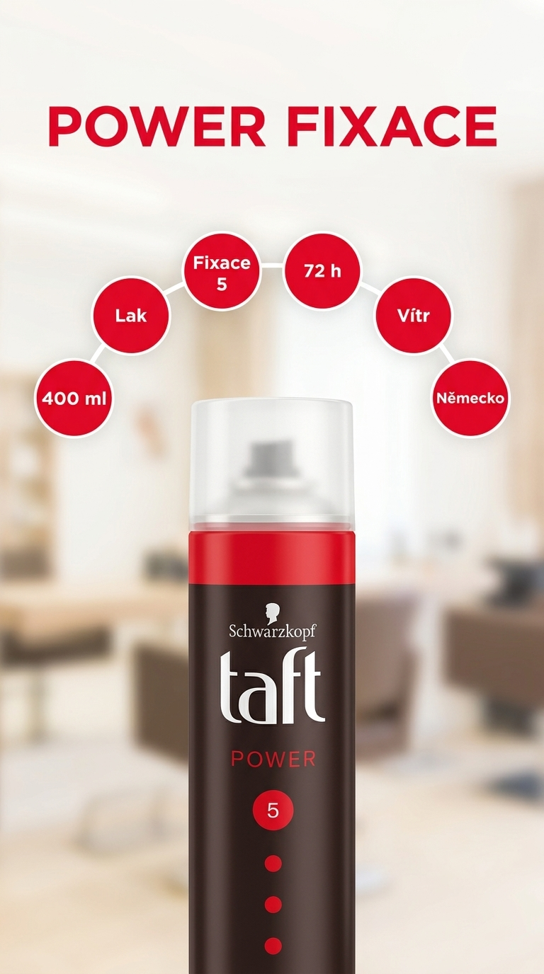 Taft Power lak na vlasy - mobilní infografika