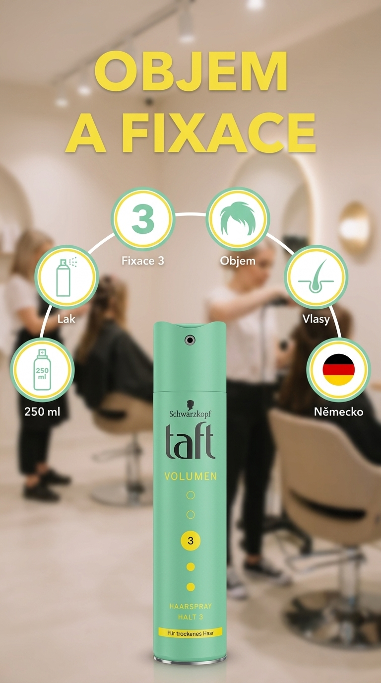 Taft Volumen lak na vlasy - mobilní infografika
