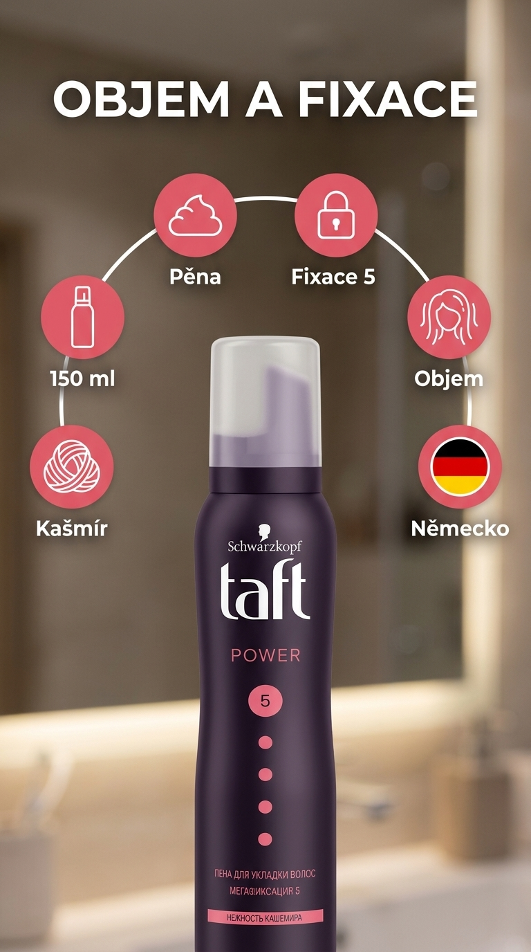 Taft pěnové tužidlo Power kašmír - mobilní infografika