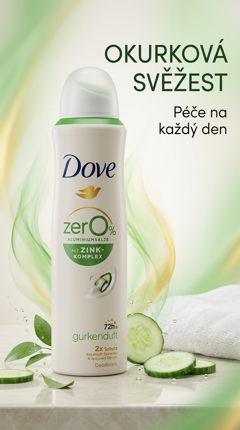 Dove deodorant ve spreji se zinkovým komplexem a vůní okurky 150 ml - lifestyle poster