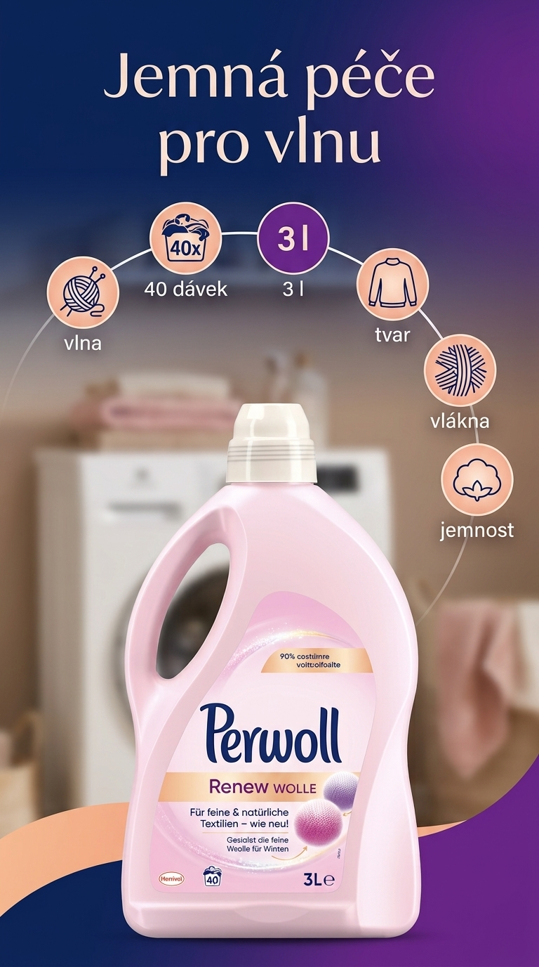 Perwoll Wolle & Renew - mobilní infografika