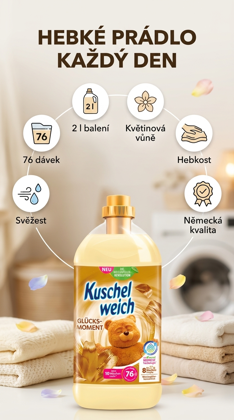 Kuschelweich aviváž Momenty štěstí 76 dávek 2 l - mobilní infografika