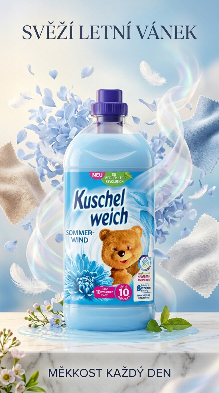 Kuschelweich Aviváž s vůní letního vánku 76 dávek 2 l - lifestyle poster
