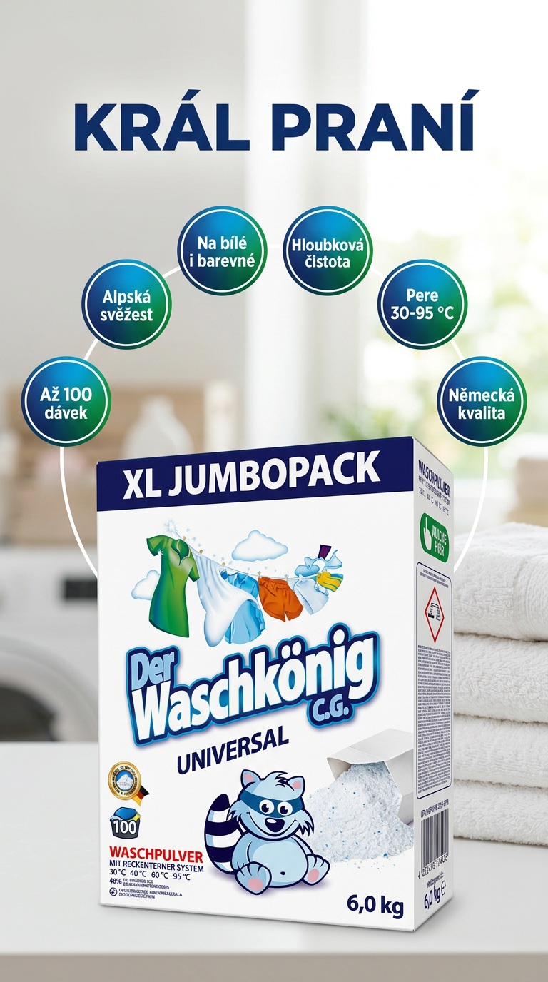 Der Waschkönig Universal prací prášek - mobilní infografika