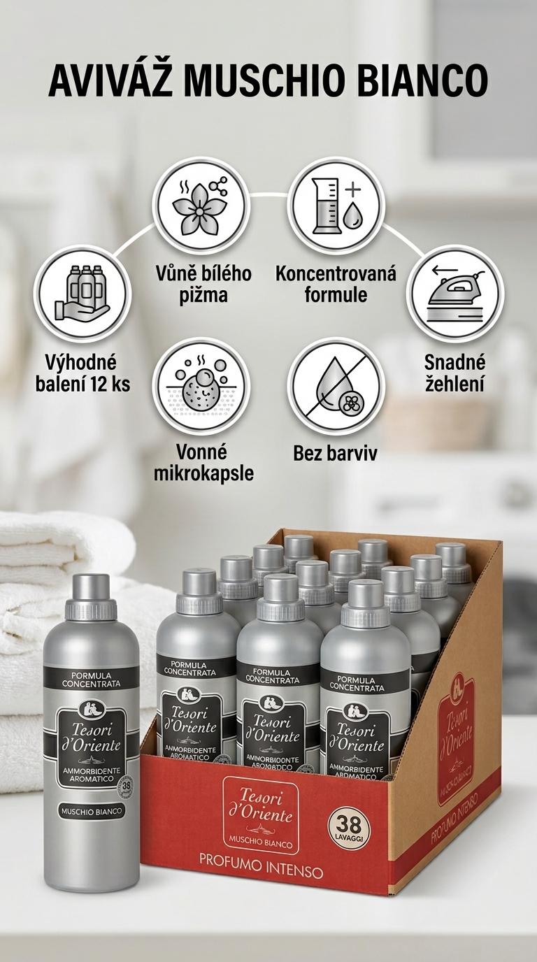 Tesori d'Oriente aviváž Muschio Bianco - mobilní infografika