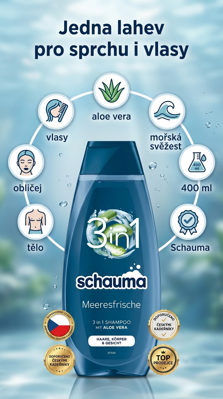 Schauma 3v1 mořská svěžest - mobilní infografika