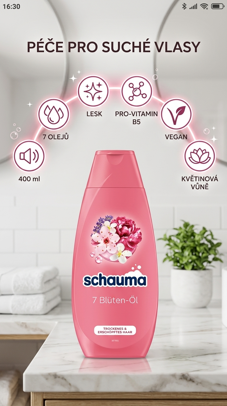 Schauma 7 bylinných olejů - mobilní infografika