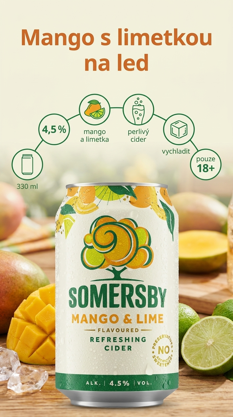 Somersby Mango a limetka cider - mobilní infografika