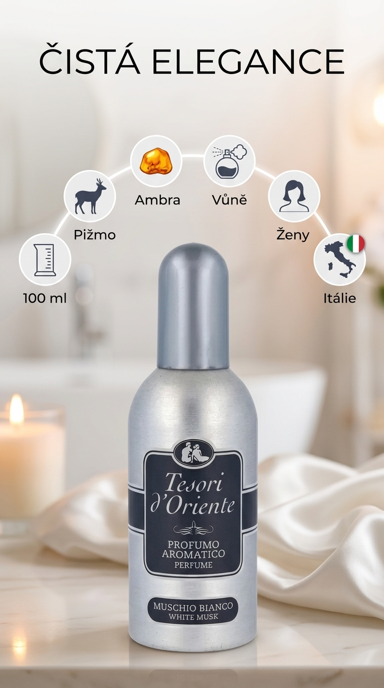 Tesori d'Oriente Muschio Bianco parfémovaná voda - mobilní infografika