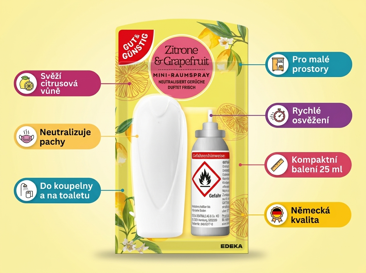 G&G Citrón a grapefruit- osvěžovač vzduchu 25 ml - mobilní infografika