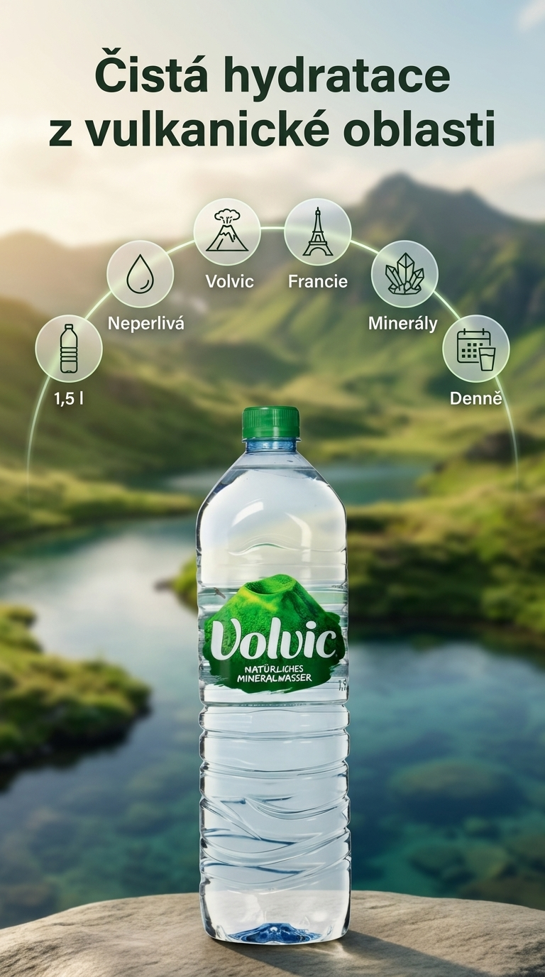 Volvic Natural 1,5 l - mobilní infografika