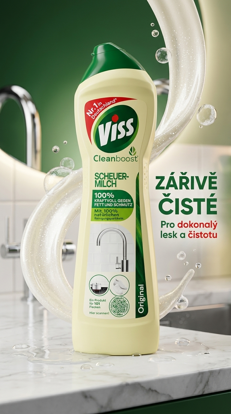 Viss Original tekutý čisticí písek - lifestyle poster zářivě čisté kuchyně