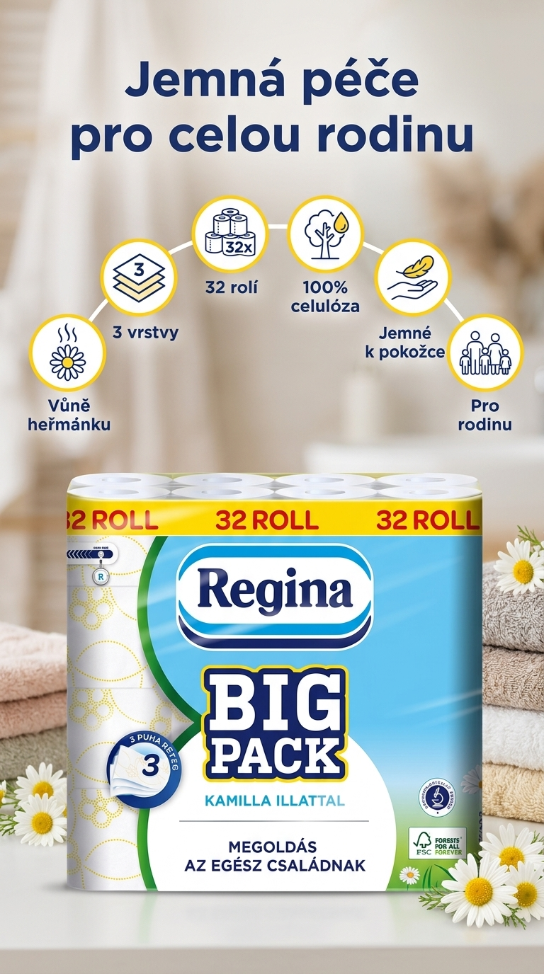 Nicky Big Pack toaletní papír s heřmánkem - mobilní infografika