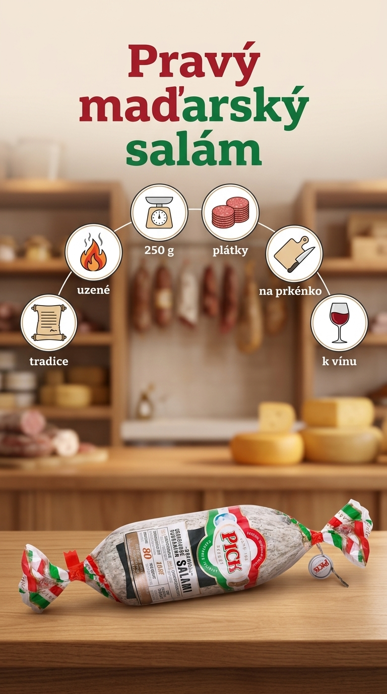 Pick pravý maďarský uherský salám - mobilní infografika