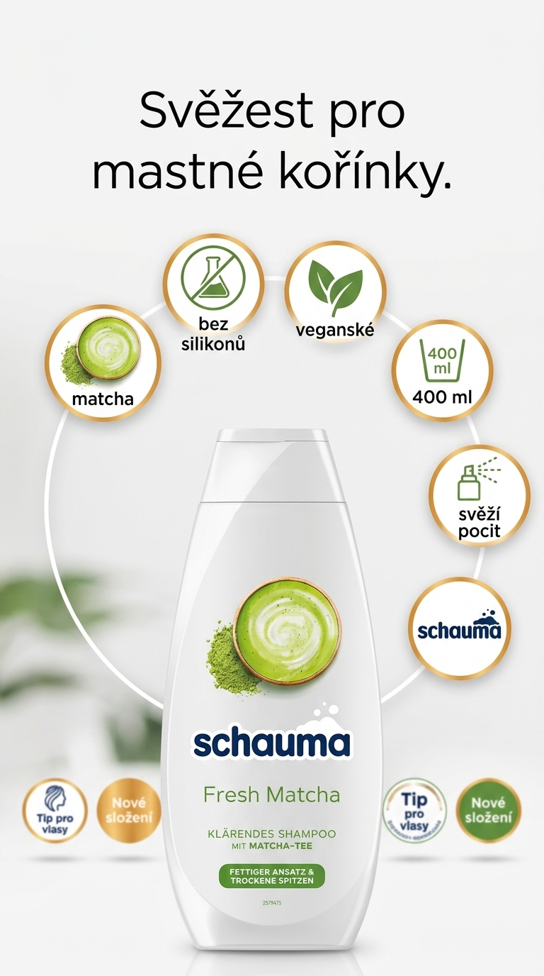 Schauma Fresh Matcha - mobilní infografika