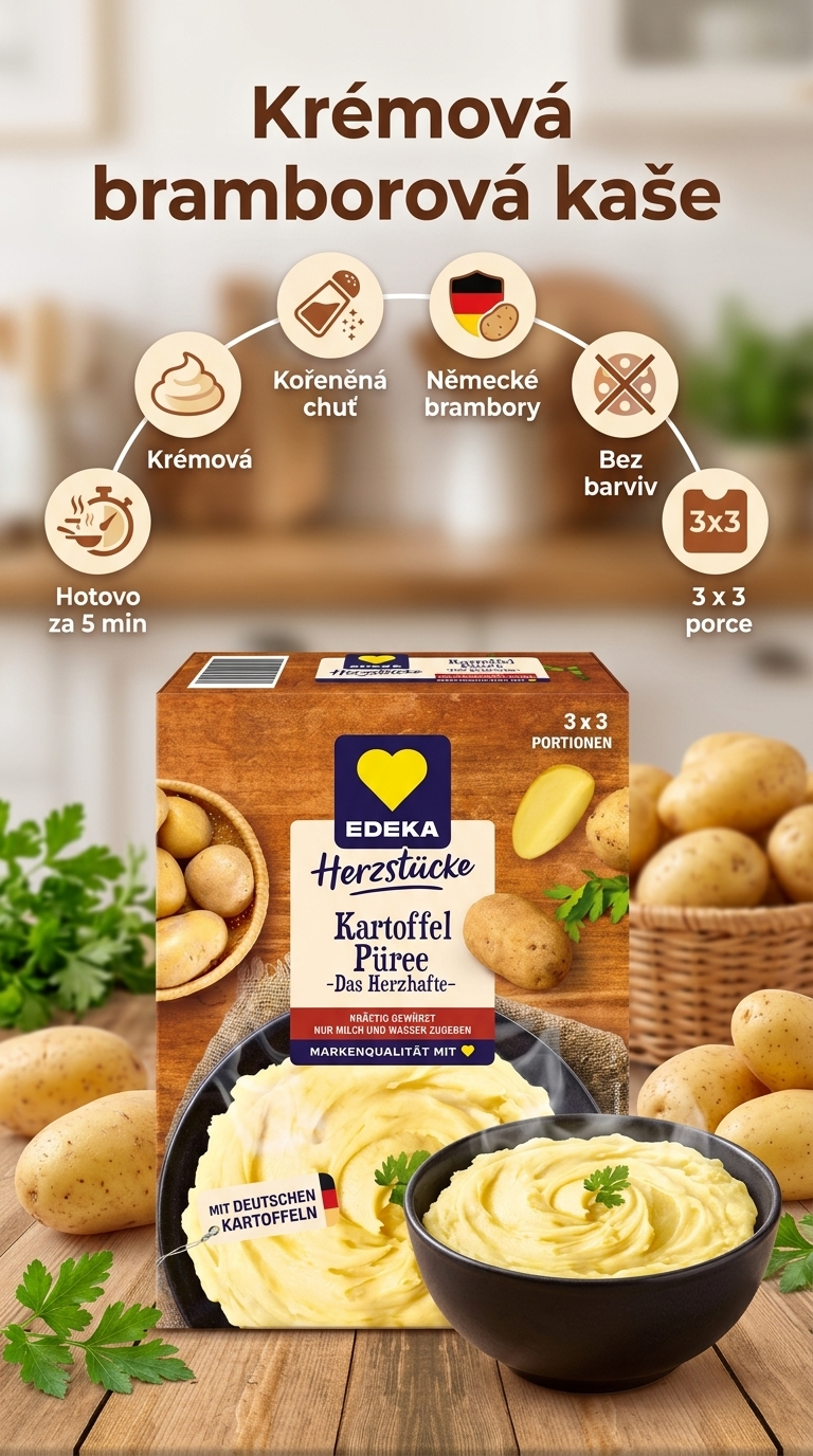 Edeka Okořeněná bramborová kaše 225 g - mobilní infografika