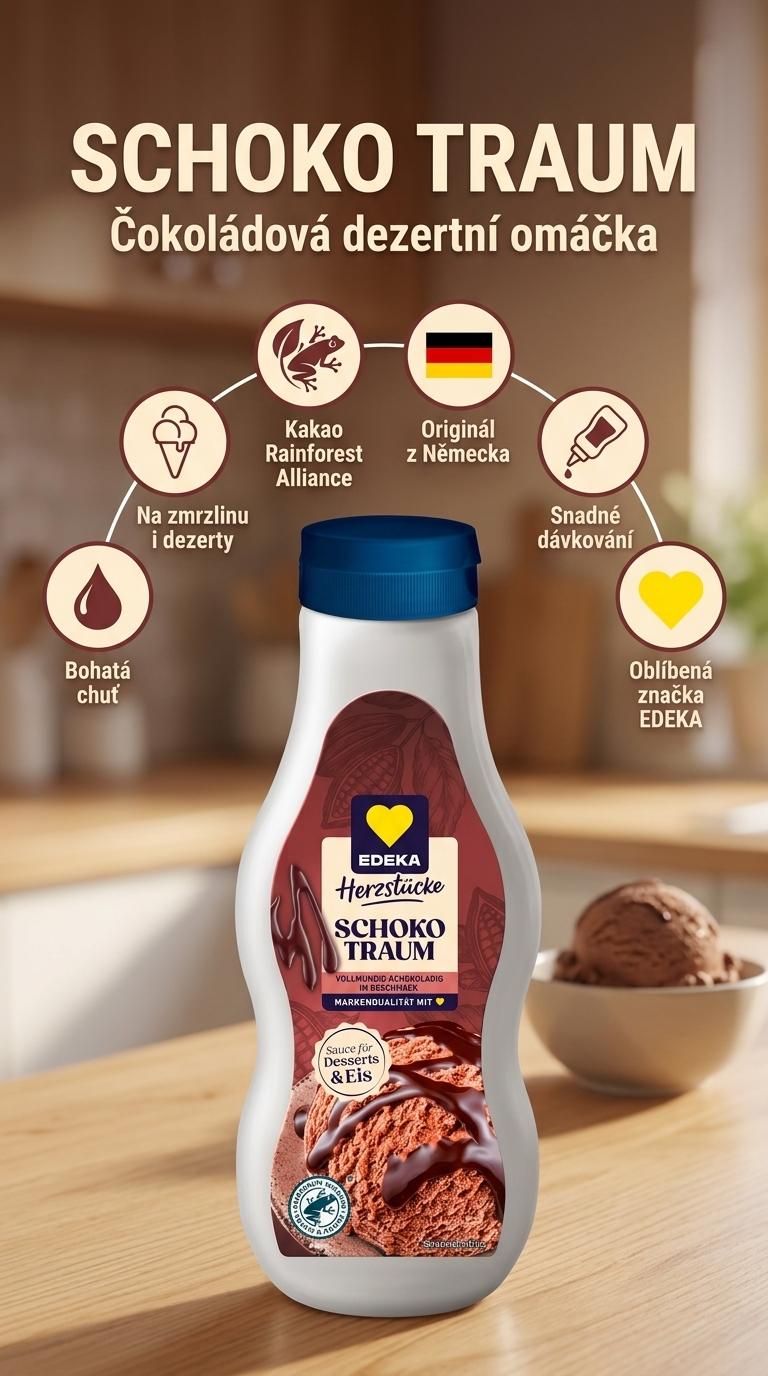 Edeka Čokoládová dezertní omáčka 250 ml - mobilní infografika